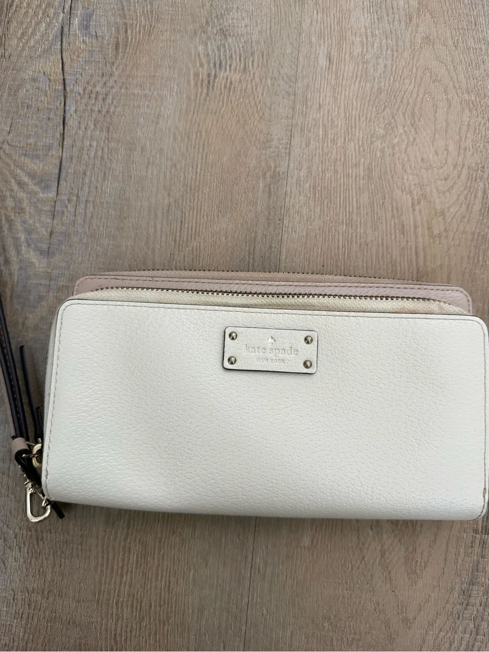 Kate Spade Grove Street Anita double zip wristlet in cream & light pink